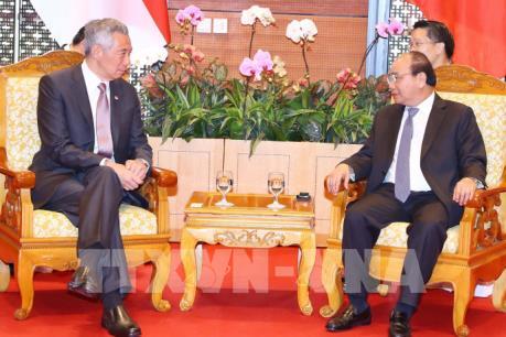WEF ASEAN 2018: Thủ tướng Nguyễn Xuân Phúc tiếp Thủ tướng Singapore Lý Hiển Long