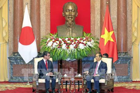 Chủ tịch nước Trần Đại Quang tiếp Bộ trưởng Ngoại giao Nhật Bản Taro Kono