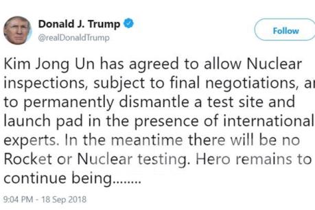 Tổng thống Mỹ hoan nghênh những tiến triển lớn với Triều Tiên