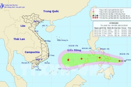 Từ đêm 29/12, áp thấp nhiệt đới ở khu vực giữa Biển Đông có khả năng mạnh lên thành bão