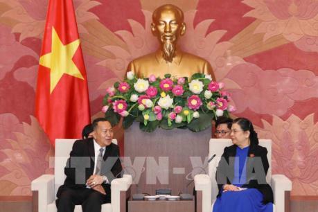Phó Chủ tịch Quốc hội Tòng Thị Phóng tiếp Đoàn Thông tấn xã Pathet Lào