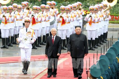 Tổng Bí thư, Chủ tịch nước Nguyễn Phú Trọng hội đàm với Chủ tịch Triều Tiên Kim Jong-un
