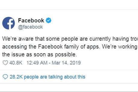Facebook phải dùng Twitter để giải thích sự cố sập hàng loạt