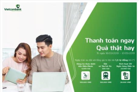 Vietcombank ưu đãi lớn cho khách hàng ủy quyền trích nợ tự động tiền điện, nước