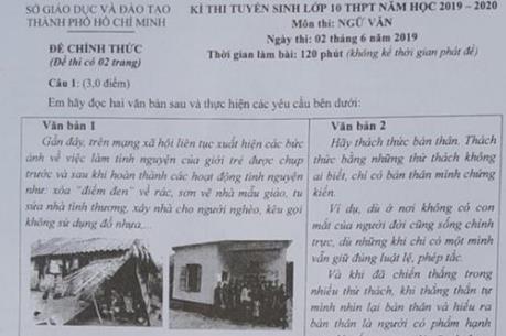 Đề thi và gợi ý đáp án môn Ngữ văn lớp 10 THPT tại Tp. Hồ Chí Minh