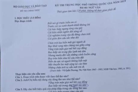 Đáp án môn Văn THPT quốc gia 2019