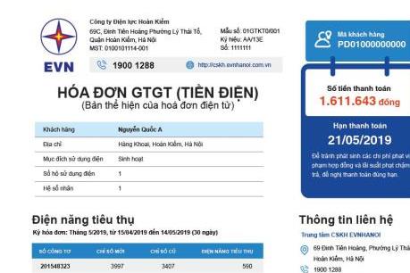 Kết quả bình chọn mẫu hóa đơn tiền điện mới