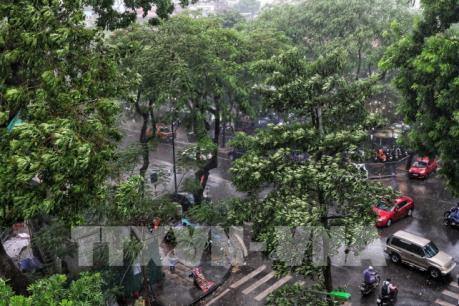 Mưa giông bất ngờ khiến không khí Hà Nội trở nên mát mẻ