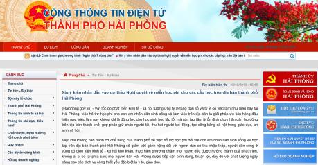 Hải Phòng lấy ý kiến người dân về việc hỗ trợ học phí cho học sinh các cấp học