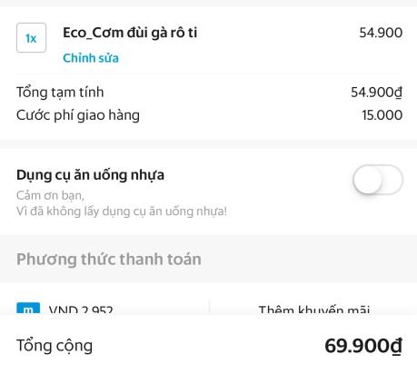 Giảm rác thải nhựa khi đặt thức ăn trên dịch vụ Grabfood