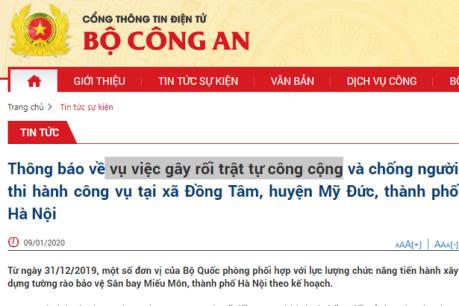 Vụ Đồng Tâm: 3 cán bộ, chiến sỹ Công an hy sinh, 1 đối tượng chống đối tử vong