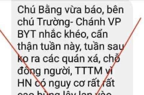 Xuất hiện tin giả về khuyến cáo dịch COVID -19