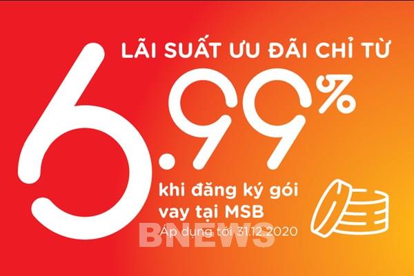 DỊCH COVID-19: MSB triển khai gói tín dụng  lãi suất từ 6,99%/năm