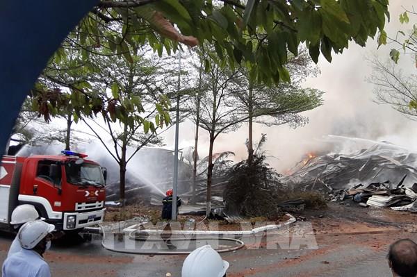 Bà Rịa-Vũng Tàu: Cháy lớn tại kho chứa hạt điều và lúa mỳ 