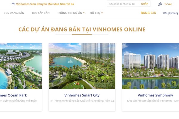Vinhomes ra mắt sàn giao dịch bất động sản trực tuyến