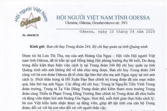 Lời cảm ơn ĐẤT MẸ từ thành phố Odessa xa xôi