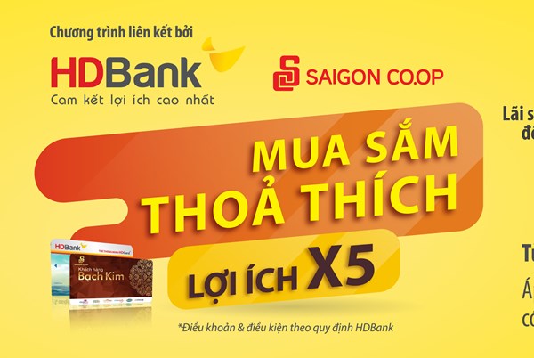 Hưởng 5 ưu đãi khi mua sắm với HDBank