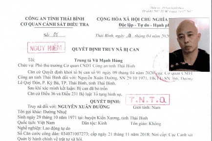 Thái Bình thông tin về vụ án do Nguyễn Xuân Đường, Nguyễn Thị Dương cầm đầu
