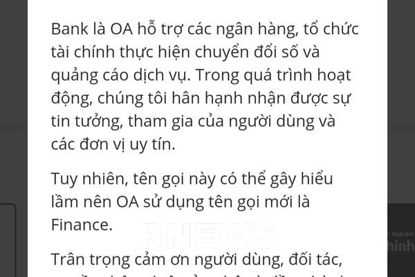 Zalo Bank đổi tên, thừa nhận "có thể gây hiểu lầm"