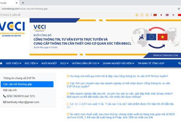 Ra mắt cổng tư vấn trực tuyến Hiệp định EVFTA cho doanh nghiệp ĐBSCL