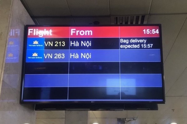 Vietnam Airlines triển khai hệ thống hiển thị thông tin trả hành lý cho hành khách
