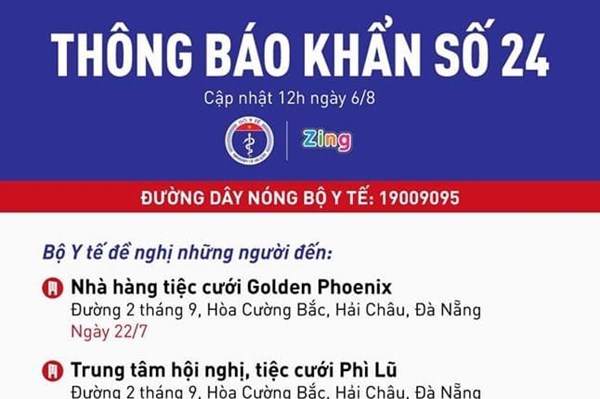 Thông báo khẩn số 24 của Bộ Y tế liên quan đến dịch COVID-19