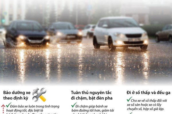 Kinh nghiệm lái xe mùa mưa ngập