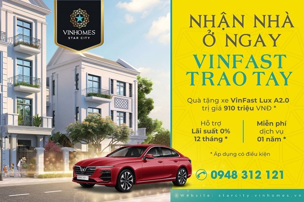 Vinhomes Star City Thanh Hóa tặng xe Vinfast cho khách mua nhà