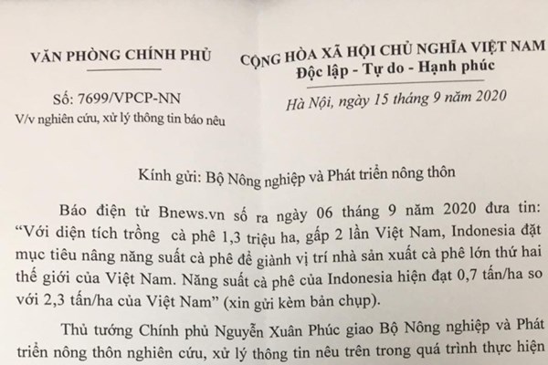 Chỉ đạo của Thủ tướng liên quan đến thông tin mà BNEWS phản ánh