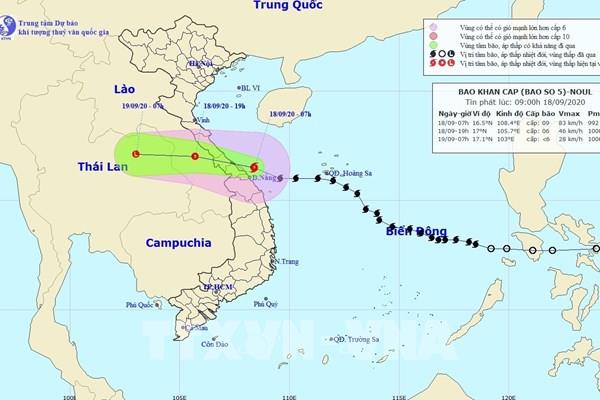 Bão số 5 đã suy yếu thành áp thấp nhiệt đới