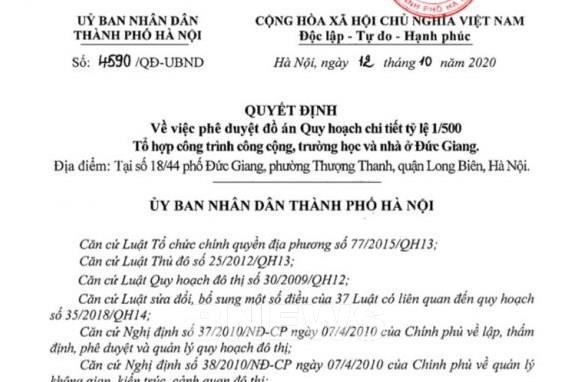 Quy hoạch chi tiết Tổ hợp công trình công cộng, nhà ở Đức Giang