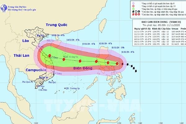 Bão số 13 ảnh hưởng trực tiếp đến Trung Trung Bộ và Nam Trung Bộ từ ngày 14 -15/11