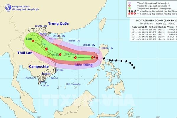 Bão số 13 dự báo đi vào đất liền các tỉnh từ Hà Tĩnh đến Thừa Thiên-Huế