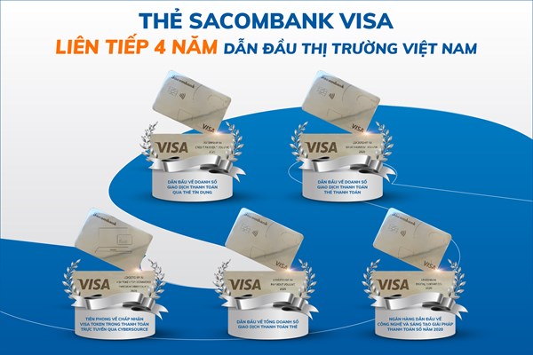Thẻ Sacombank Visa 4 năm liên tiếp dẫn đầu thị trường Việt Nam