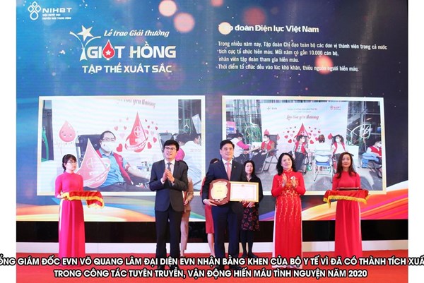 EVN nhận giải “Giọt hồng” nhờ thành tích trong hiến máu tình nguyện