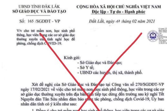Đắk Lắk: Văn bản cho học sinh nghỉ học là giả mạo