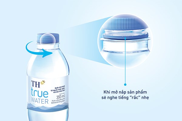 TH true WATER ngừng sử dụng màng co nắp chai với sản phẩm nước tinh khiết