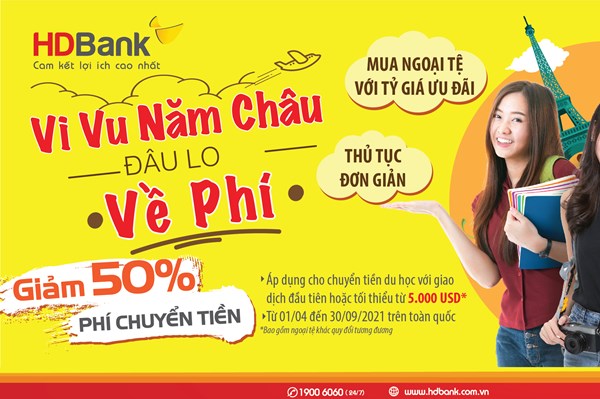 Nhận nhiều ưu đãi khi chuyển tiền du học tại HDBank