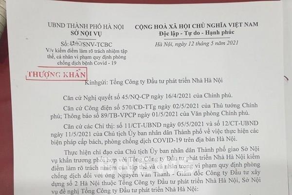 Hà Nội yêu cầu kiểm điểm Giám đốc Công ty Đầu tư Xây dựng số 2
