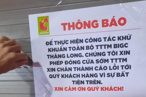 Tạm đóng cửa Trung tâm thương mại BigC Thăng Long