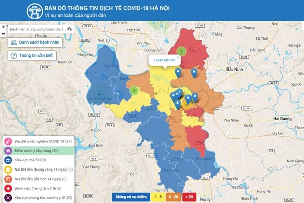 Hà Nội ra mắt “Bản đồ thông tin dịch tễ COVID-19”