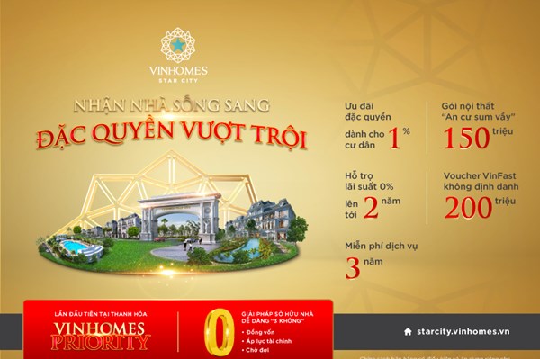 Vinhomes Star City Thanh Hóa áp dụng chương trình "Vinhomes Priority"