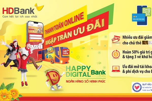 Nhiều ưu đãi từ HDBank khi thanh toán không tiền mặt 