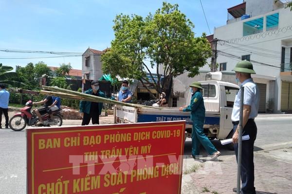 Hưng Yên giãn cách xã hội 3 khu vực ở huyện Yên Mỹ