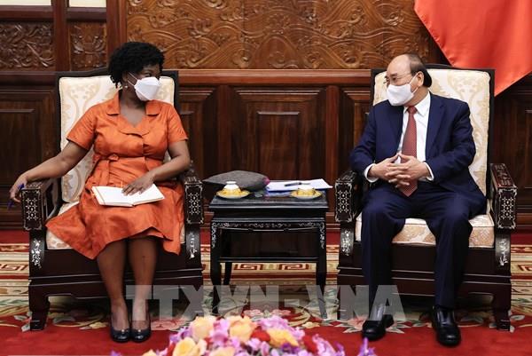 Chủ tịch nước Nguyễn Xuân Phúc tiếp Phó Chủ tịch Ngân hàng Thế giới Victoria Kwakwa