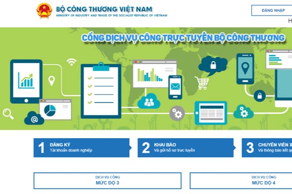 Có 297 thủ tục thuộc Bộ Công Thương được triển khai dịch vụ công trực tuyến từ mức 2