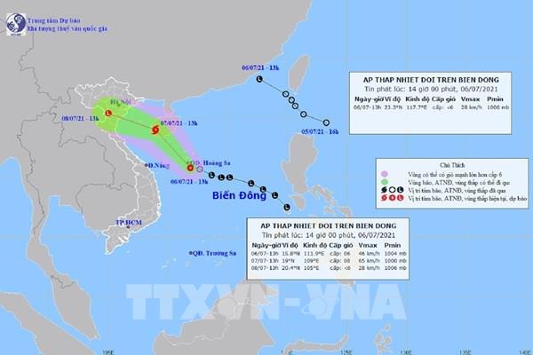 Áp thấp nhiệt đới trên khu vực Đông Bắc Biển Đông đã suy yếu thành một vùng áp thấp
