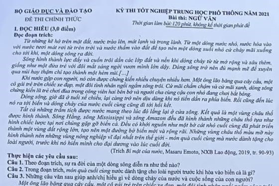Đề thi tốt nghiệp THPT năm 2021 môn Ngữ văn