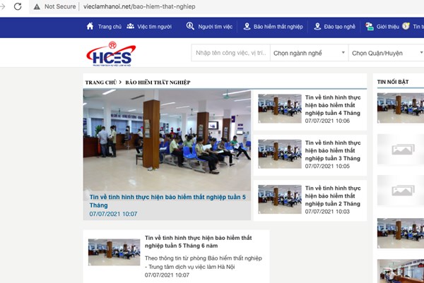 Hà Nội giao dịch gián tiếp trợ cấp thất nghiệp