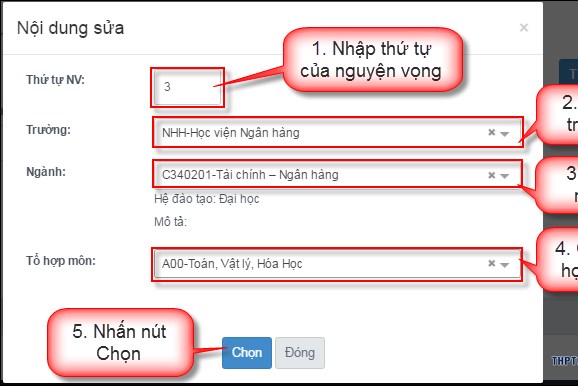 Một số lỗi thường gặp khi điều chỉnh nguyện vọng trực tuyến